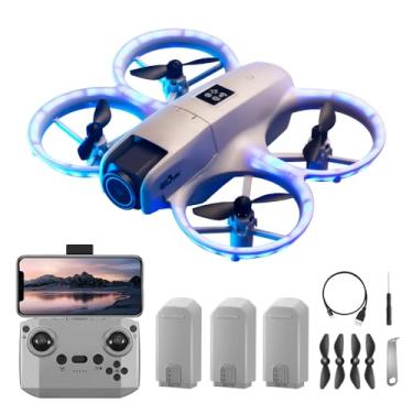 Imagem de Mini Drone com Câmera 4K, Drone Portátil com 3 Baterias, Desvio Inteligente de Obstáculos, Rastreamento de Alvos, Estabilização por Fluxo Óptico, Giros de 360°, Adolescentes e Adultos
