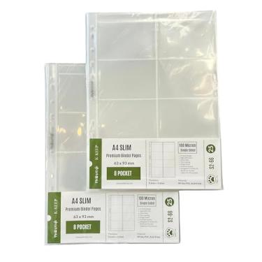 Imagem de Meowcafe K-KEEP A4 Slim 8 bolsos premium com carregamento lateral Kpop páginas para fichário, tamanho de bolso de 63 x 93 mm, 11 furos, 100 mícrons, conjunto de 50 páginas, perfeito para crianças