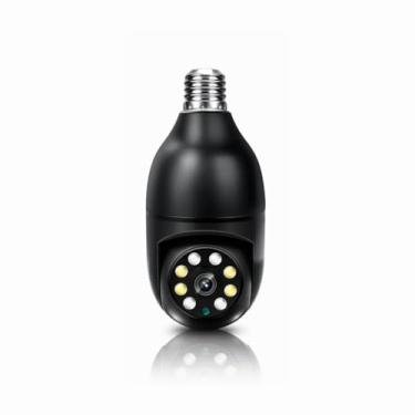 Imagem de Câmera de Segurança Lâmpada IP WiFi 360º, Visão Noturna, Sensor de Movimento, 2 Vias de Áudio, PTZ, Preta, Areas Externas e Internas