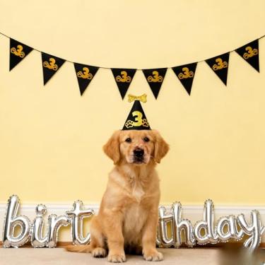 Imagem de Conjunto de decorações de 3º aniversário para cães, faixa de feltro pré-amarrada e chapéu de festa de feltro ajustável de 2 mm - Não é necessário fazer você mesmo, perfeito para festa de aniversário