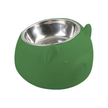 Imagem de Gralara Tigela para cães inclinada a 15°, comedouro fofo, leve e fácil de limpar para gatos, filhotes e gatinhos de interior, Verde