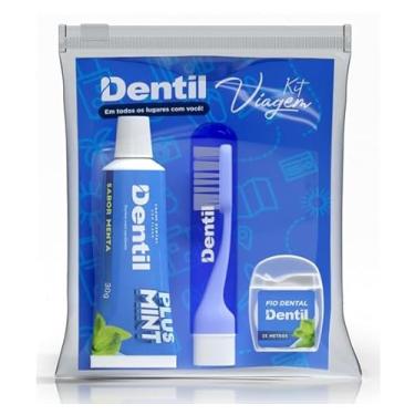 Imagem de Dentil - Kit Viagem Plus Mint Azul com Creme Dental 30g + Fio Dental 25m + Escova