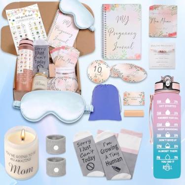 Imagem de Lokaheadr Caixa de presente de gravidez de 1º trimestre para grávidas e mães pela primeira vez, cesta de presente para mulheres grávidas, caixa para mães grávidas, essenciais para gravidez no primeiro