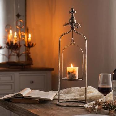 Imagem de Castiçal vintage – Candelabro de metal de 58 cm, lanterna de ferro antigo para decoração de mesa de casamento em casa