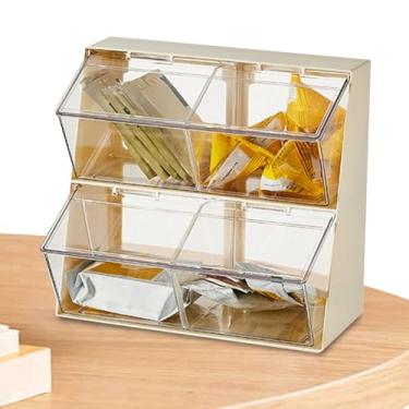 Imagem de Organizador de chá,Titular de armazenamento de saquinho de chá de 2 camadas com tampa transparente - Suporte para saquinhos de para bancadas, armários de cozinha, despensa, adoçantes