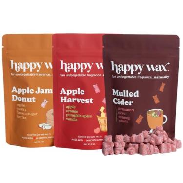 Imagem de Happy Wax Fall Apple Mix Premium Perfumada Natural, Cera de Soja Não Tóxica Derrete – 6 Total de Cera Perfumada Derretida. Inclui: Rosquinha de Compota de Maçã, Colheita de Maçã, Cidra Quente