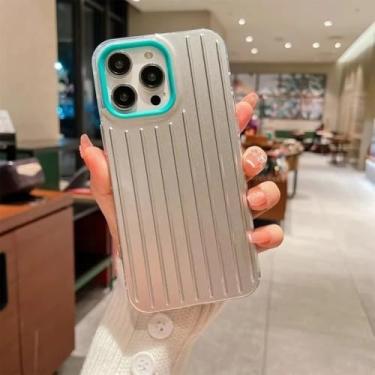 Imagem de Capa de celular elegante com listras 3D para iPhone 16, 14, 13, 12, 11, 15 Pro Max, 16Pro, 14, 15Plus e 16Plus, capa traseira rígida com listras 3D, A, azul, para iPhone 14 Pro