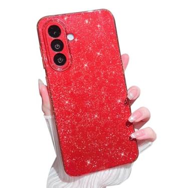 Imagem de MINSCOSE Compatível com Samsung Galaxy A36 5G, linda cor neon brilhante, brilhante, fina, à prova de choque, capa brilhante de silicone para mulheres e meninas A36 de 6,7 polegadas - vermelho vinho