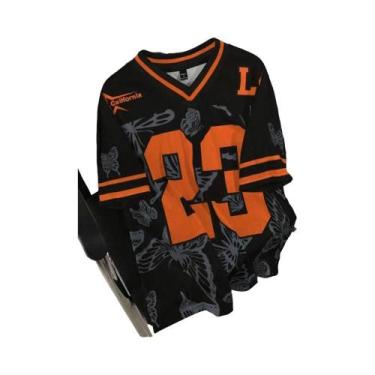 Imagem de Camiseta Feminina De Verão Com Estampa De Borboleta, Decote Em V, Mang