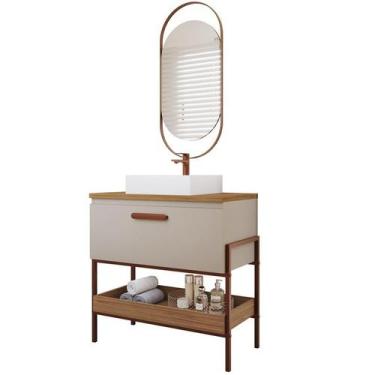 Imagem de Gabinete de Banheiro Portinari 80 com Espelho Lumini Cappuccino/Freijo