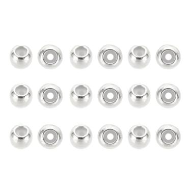 Imagem de Generic 20 peças de contas espaçadoras, contas de fiança de 4 mm de metal soltas anel de tubo amuleto ganchos conectores para fazer joias pulseiras colar, tom prata