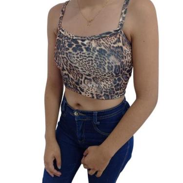 Imagem de Cropped Básico Feminino Oncinha Sjons, M, Onça