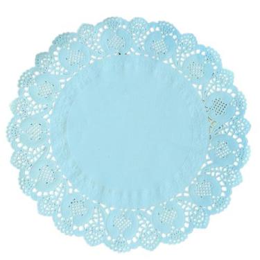 Imagem de Doilies toalha de papel rendado  Redondo 34,5cm Azul 52 un - TodaTreco