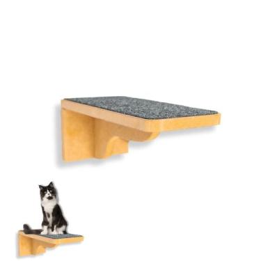 Imagem de Prateleira Para Gatos P Em Mdf 15mm Degrau Com Carpete 1PÇ - BT WOOD, 
