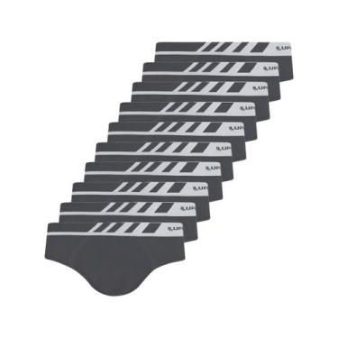 Imagem de Kit com 10 Cuecas Slip Lupo 691-002, Chumbo, M