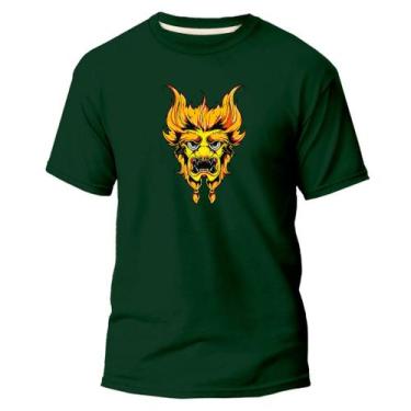 Imagem de Camiseta Basica Algodão Premium Estampada Dragão Japa - Pavesi, Verde,