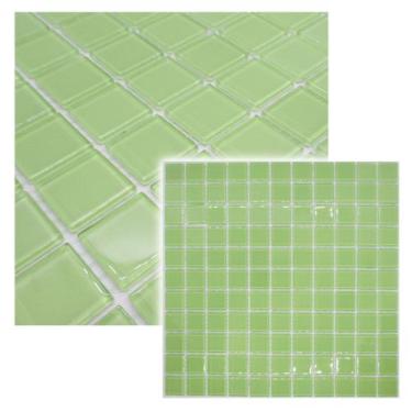 Imagem de Pastilha de Vidro Cristal Verde Lisa Green 30x30cm Para Banheiro - La 