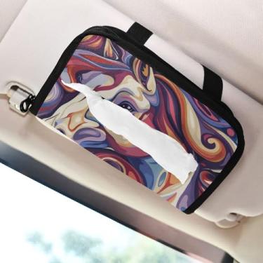 Imagem de SEHANY Suporte de lenços de carro Majestic Horse, caixa de lenços para carro, viseira solar, porta-guardanapos retangular, dispensador de máscara de carro, caixa de lenços de papel para automóveis