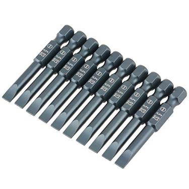 Imagem de Aramox 10 PCS Chave de Fenda Bits 1/4 Polegada Hex Shank 50mm S2 Liga de Aço Chave de Fenda Conjunto de Bits H6.3 * 50 * SL5mm para Projetos Domésticos de Trabalho Elétrico