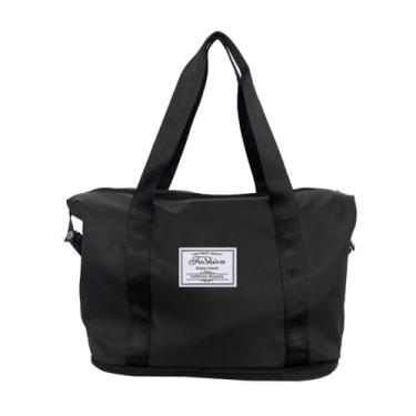 Imagem de Bolsa Feminina Academia Treino Gym Leve Viagem Faculdade Fashion Expansiva Grande Espaçosa ZAFIN (Preto)