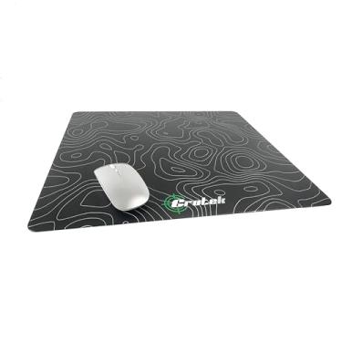 Imagem de Crotek Mouse pad de vidro ultrafino, design de mapa topográfico, espessura de 2,0 mm, estilo de borda chanfrada, tamanho 45 x 40 cm (preto)