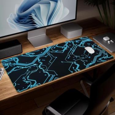 Imagem de Tapete de mesa minimalista de couro, mouse pad de arte colorida grande teclado de computador mousepad para jogos à prova d'água protetor e capa de mesa, tapete de mouse decorativo de couro PU para