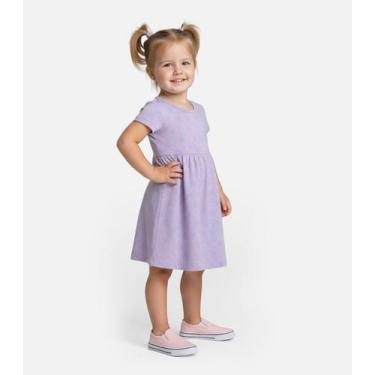 Imagem de Vestido Infantil Manga Curta Estampado Biju Kids Roxo, 3, Roxo