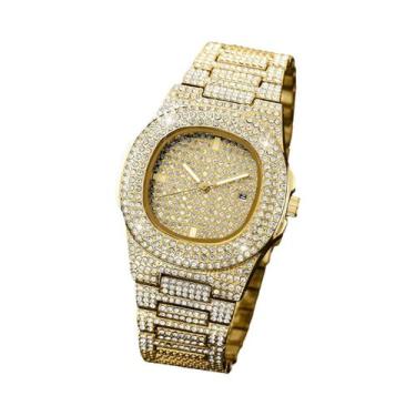 Imagem de Relógio Esportivo De Luxo Masculino Em Aço Inoxidável Com Diamantes E 