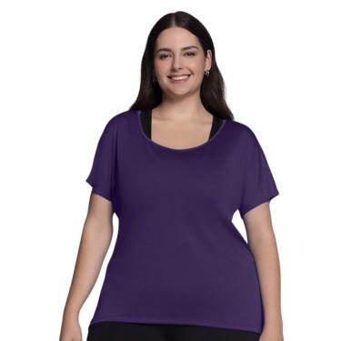 Imagem de Camiseta Selene Dry Plus Size Feminina - Roxo X2-Feminino