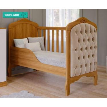 Imagem de Berço Mini Cama 100 % MDF Com Capitone Harmonia Permobili Nature/Bege 