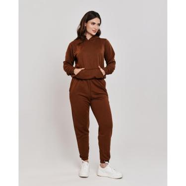 Imagem de Conjunto De Moletom Feminino Agasalho Canguru Com Capuz Outono Inverno Frio-Feminino