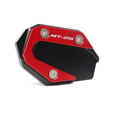 Imagem de Anti-derrapante Para MT-03 mt03 mt 03 25 MT-25 mt25 2015-2018 cnc kickstand pé suporte lateral extensão almofada placa de ampliar(Red 25)