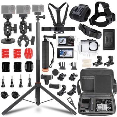 Imagem de PellKing Kit de acessórios para DJI Osmo Action 5 Pro/4/3, caixa à prova d'água, bastão de selfie, tripé, guiador, suporte magnético para DJI Action 5 Pro, Action 4, Action 3