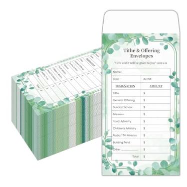 Imagem de 500 dízimos e envelopes de oferta para igreja - Envelopes de oferta de igreja de 12,7 kg com folhas de eucalipto