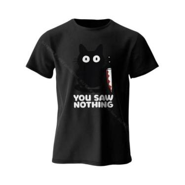 Imagem de Camiseta Feminina Engraçada Com Estampa De Gato, Algodão, Gola Redonda