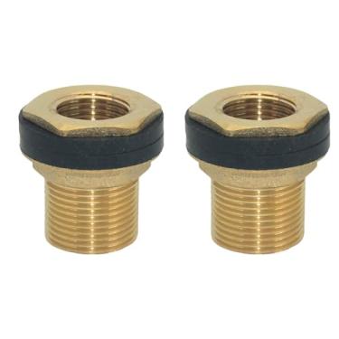 Imagem de DAN SPEED Conjunto de conectores de mangueira de jardim de latão, conector de tanque de água de latão encaixe de anteparo (3/10.2 cm a 1/5.1 cm 2 peças)