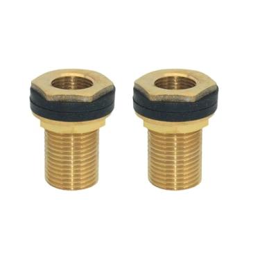 Imagem de DAN SPEED Conjunto de conectores de mangueira de jardim de latão, conector de tanque de água de latão encaixe de anteparo (1/5.1 cm a 3/20.3 cm 2 peças)