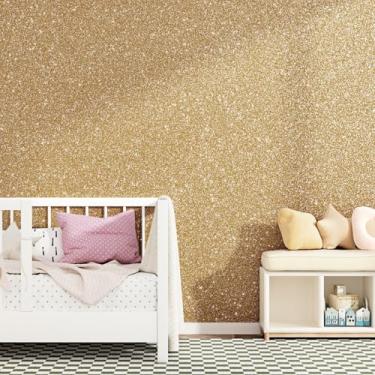 Imagem de EPPKILY Papel de parede com glitter champanhe descasque e cole papel de contato com glitter, autoadesivo, papel de parede removível, papel de glitter champanhe para armários, gavetas, paredes de