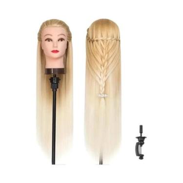 Imagem de Cabeça De Manequim Com Cabelo Longo Para Treinamento De Cabeleireiro, 
