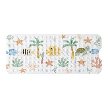 Imagem de Tapete de banheira infantil, tapete de banho antiderrapante para crianças e crianças, tapete de segurança antiderrapante para banheira de peixe de praia com ventosas fortes, tapete de banho macio para