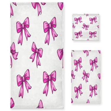 Imagem de xigua Conjunto de toalhas de banheiro com laço absorvente macio 3 peças toalha de banho toalha de mão toalhas decorativas para banheiro, academia, hotel, praia, piscina