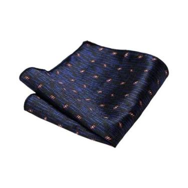 Imagem de Lenço De Bolso Azul Marinho Paisley Floral Para Homens, Para Casamento