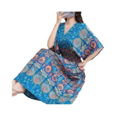 Imagem de Saia Longa Casual Elegante De Verão Com Estampa E Cintura Elástica Em 