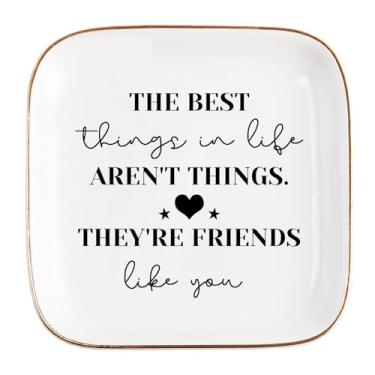 Imagem de Teeglow Melhor amiga, presente de aniversário para mulheres, bandeja de joias da amizade, melhor amiga, irmã, formatura para ela, joias de cerâmica, bandeja de anel