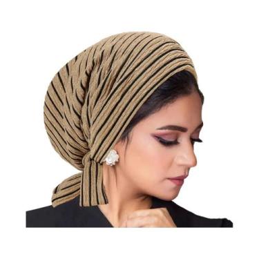 Imagem de Turbante Moderno Com Listras Para Mulheres, Hijab Muçulmano, Lenço De 
