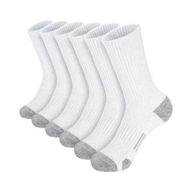 Imagem de Meias Masculinas De Cano Médio (6 Pares) Em Tecido Sólido, Confortávei