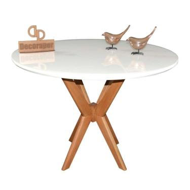 Imagem de Mesa Jantar Pandora Tampo Redondo Laca Com Vidro 120cm Branco