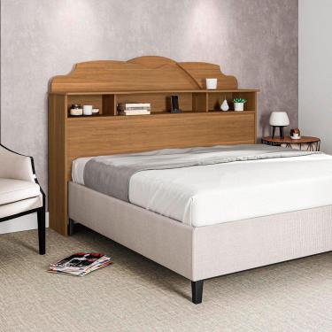 Imagem de Cabeceira Casal Cama Box Queen 1,60M Com Nicho Cristal - Amêndoa - Cor: Marrom