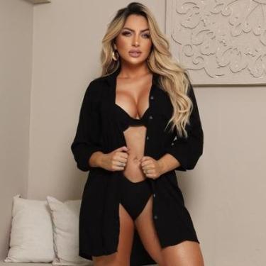 Imagem de Saída de praia feminina camisão manga longa soltinha-Feminino