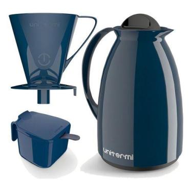 Imagem de Kit Café Prático Unitermi 650ml Azul